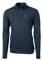 Cutter and Buck Los Angeles Angels Mens Navy Blue Virtue Eco Pique Long Sleeve Qtr Zip Pullover