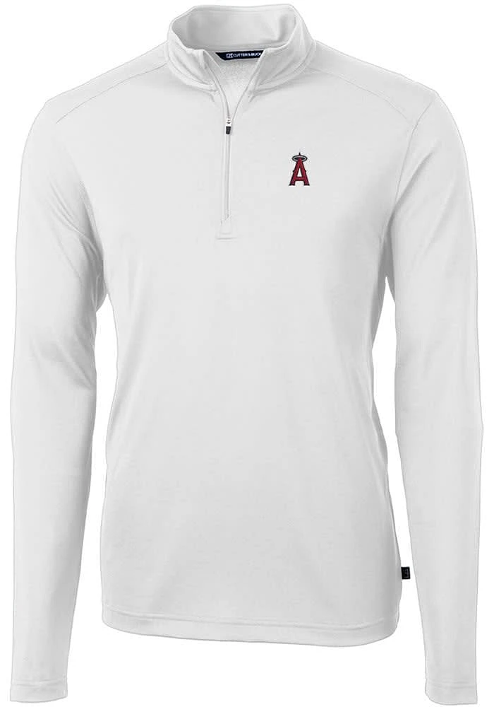 Cutter and Buck Los Angeles Angels Mens Virtue Eco Pique Long Sleeve Qtr Zip Pullover