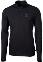 Cutter and Buck Miami Marlins Mens Virtue Eco Pique Long Sleeve Qtr Zip Pullover