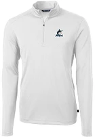 Cutter and Buck Miami Marlins Mens Virtue Eco Pique Long Sleeve Qtr Zip Pullover