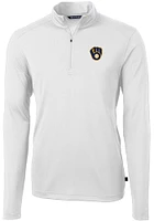 Cutter and Buck Milwaukee Brewers Mens Virtue Eco Pique Long Sleeve Qtr Zip Pullover
