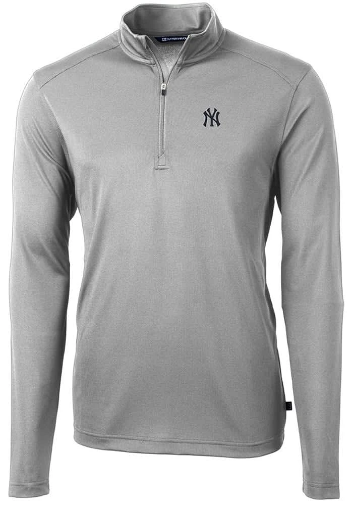 Cutter and Buck New York Yankees Mens Virtue Eco Pique Long Sleeve Qtr Zip Pullover