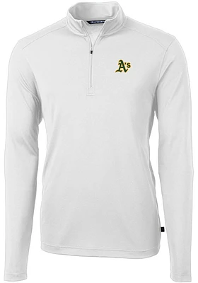 Cutter and Buck Oakland Athletics Mens Virtue Eco Pique Long Sleeve Qtr Zip Pullover