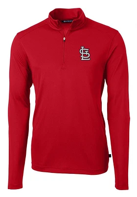 Cutter and Buck St Louis Cardinals Mens STL Logo Virtue Eco Pique Long Sleeve Qtr Zip Pullov