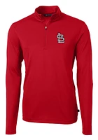Cutter and Buck St Louis Cardinals Mens STL Logo Virtue Eco Pique Long Sleeve Qtr Zip Pullov