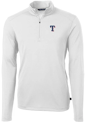 Cutter and Buck Texas Rangers Mens Virtue Eco Pique Long Sleeve Qtr Zip Pullover