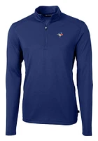 Cutter and Buck Toronto Blue Jays Mens Virtue Eco Pique Long Sleeve Qtr Zip Pullover