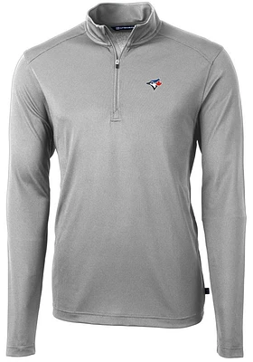 Cutter and Buck Toronto Blue Jays Mens Virtue Eco Pique Long Sleeve Qtr Zip Pullover