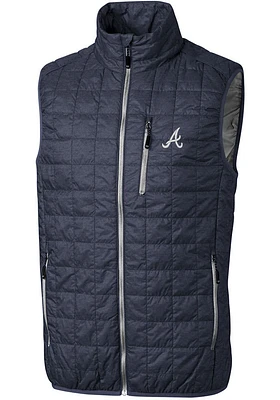 Cutter and Buck Atlanta Braves Mens Charcoal Rainier PrimaLoft Puffer Sleeveless Jacket