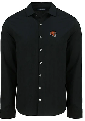 Cutter and Buck Cincinnati Bengals Mens  Helmet Advantage Soft Pique Long Sleeve Dress Shirt