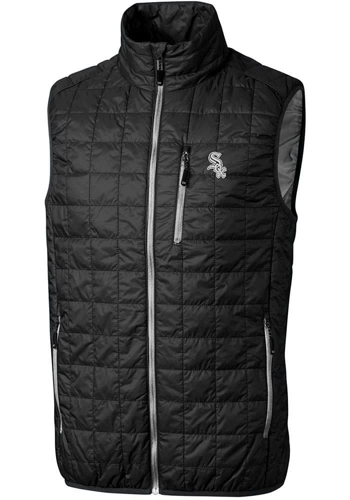 Cutter and Buck Chicago White Sox Mens Black Rainier PrimaLoft Puffer Sleeveless Jacket