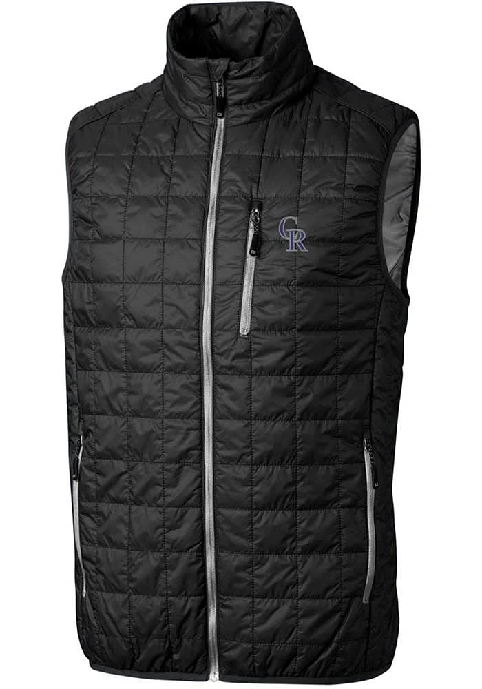 Cutter and Buck Colorado Rockies Mens Black Rainier PrimaLoft Puffer Sleeveless Jacket