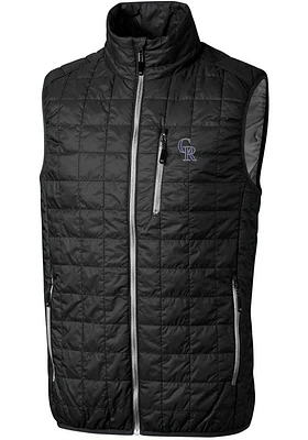 Cutter and Buck Colorado Rockies Mens Black Rainier PrimaLoft Puffer Sleeveless Jacket