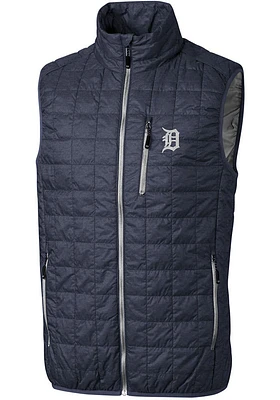 Cutter and Buck Detroit Tigers Mens Charcoal Rainier PrimaLoft Puffer Sleeveless Jacket