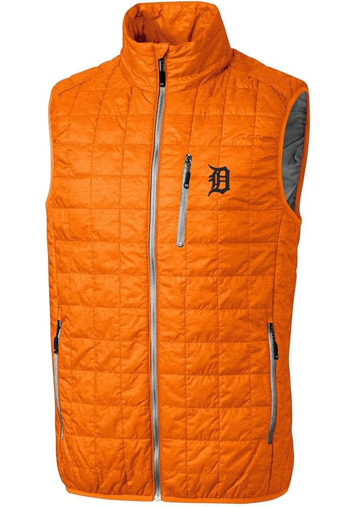 Cutter and Buck Detroit Tigers Mens Orange Rainier PrimaLoft Puffer Sleeveless Jacket