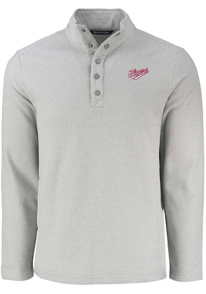 Cutter and Buck Dayton Flyers Mens Grey Vault Hunts Point Long Sleeve Qtr Zip Pullover