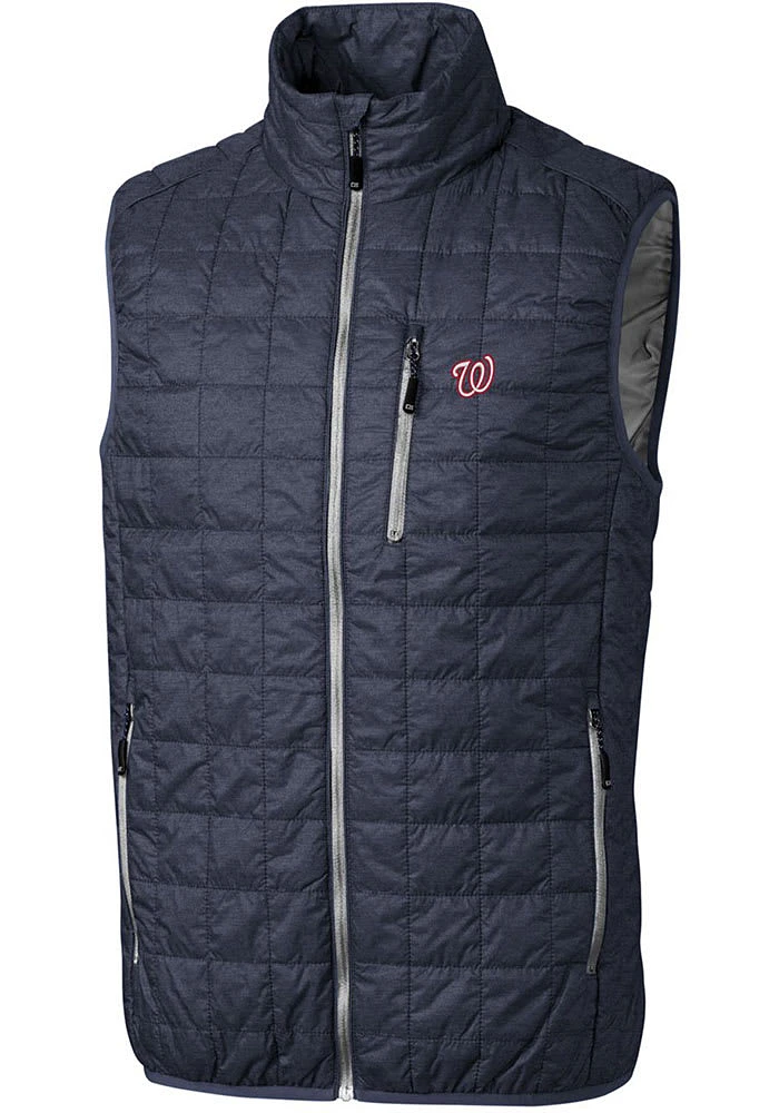 Cutter and Buck Washington Nationals Mens Charcoal Rainier PrimaLoft Puffer Sleeveless Jacket