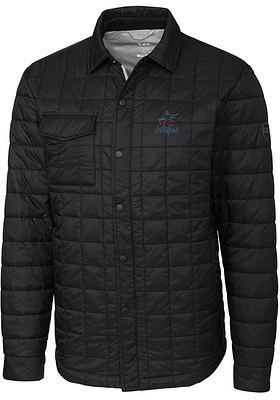 Cutter and Buck Miami Marlins Mens Black Rainier PrimaLoft Quilted Outerwear Lined Jacket
