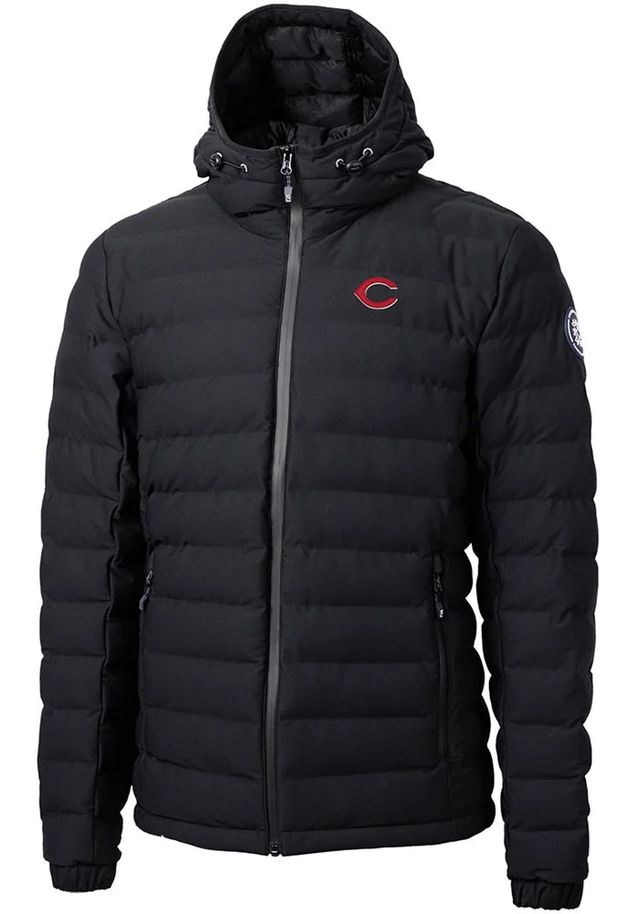 Cutter and Buck Cincinnati Reds Mens Black Mission Ridge Repreve Puffer Filled Jacket