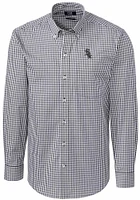 Cutter and Buck Chicago White Sox Mens Charcoal Easy Care Gingham Long Sleeve Dress Shirt