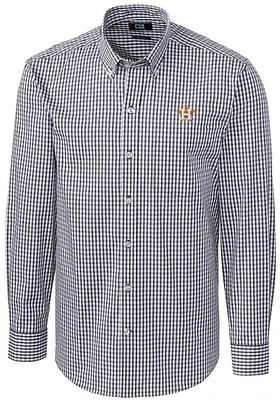 Cutter and Buck Houston Astros Mens Charcoal Easy Care Gingham Long Sleeve Dress Shirt