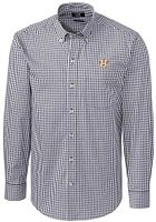 Cutter and Buck Houston Astros Mens Charcoal Easy Care Gingham Long Sleeve Dress Shirt