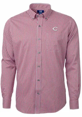 Cutter and Buck Cincinnati Reds Mens Red Versatech Multi Check Long Sleeve Dress Shirt