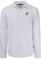 Cutter and Buck Cincinnati Reds Mens White Cooperstown Advantage Soft Pique Long Sleeve Dress Sh..