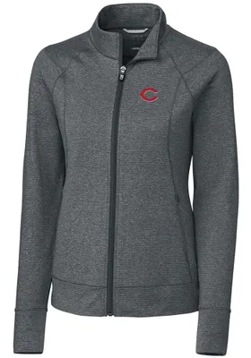 Cutter and Buck Cincinnati Reds Womens Shoreline Heathered Long Sleeve Full Zip Jacket