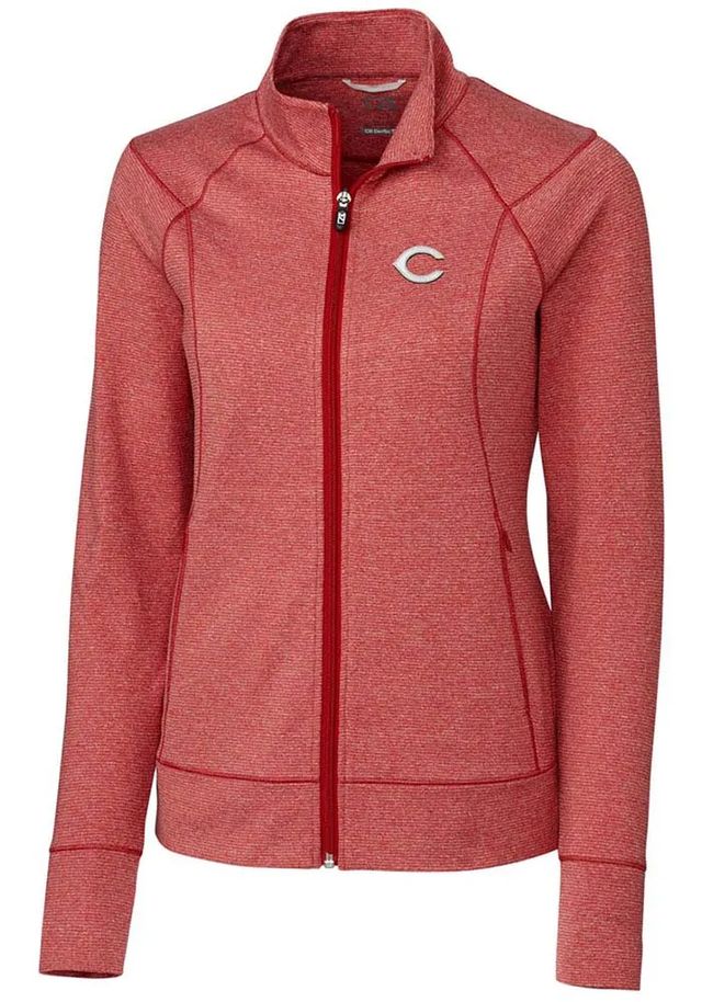 Cutter and Buck Cincinnati Reds Womens Shoreline Heathered Long Sleeve Full Zip Jacket