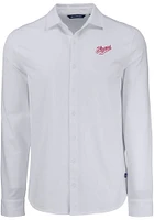 Cutter and Buck Dayton Flyers Mens White Vault Advantage Soft Pique Long Sleeve Dress Shirt