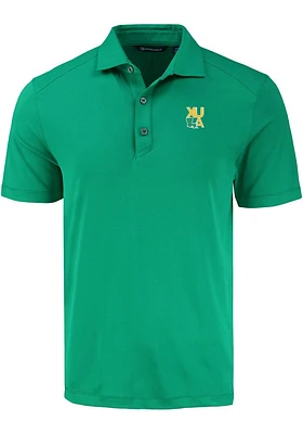 Cutter and Buck Xavier Musketeers Mens Kelly Green Gold Rush Forge Recycled Short Sleeve Polo