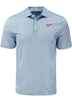 Cutter and Buck Dayton Flyers Mens Navy Blue Vault Pike Diamond Dot Short Sleeve Polo