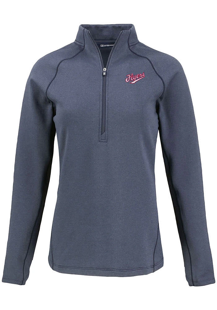 Cutter and Buck Dayton Flyers Womens Navy Blue Vault Pehastin Qtr Zip