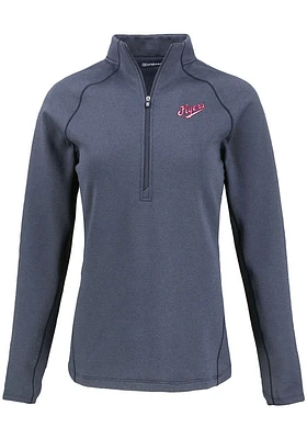 Cutter and Buck Dayton Flyers Womens Navy Blue Vault Pehastin Qtr Zip