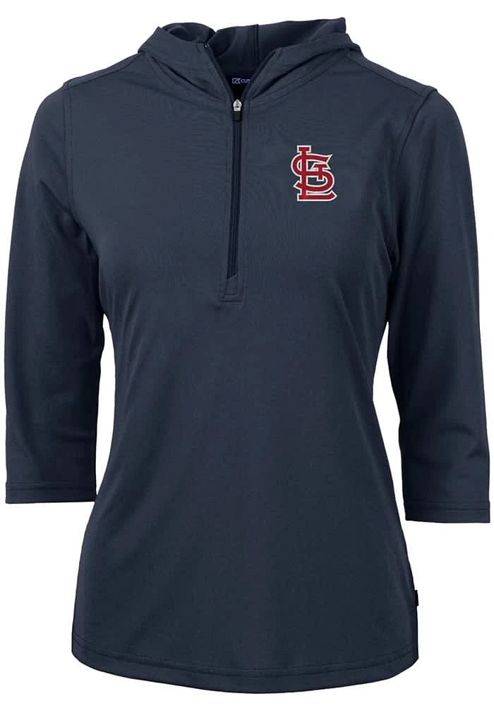 Cutter and Buck St Louis Cardinals Womens Navy Blue Virtue Eco Pique Hooded Sweatshirt