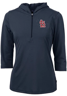 Cutter and Buck St Louis Cardinals Womens Navy Blue Virtue Eco Pique Hooded Sweatshirt