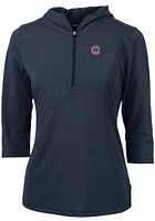 Cutter and Buck Chicago Cubs Womens Navy Blue Virtue Eco Pique Hooded Sweatshirt