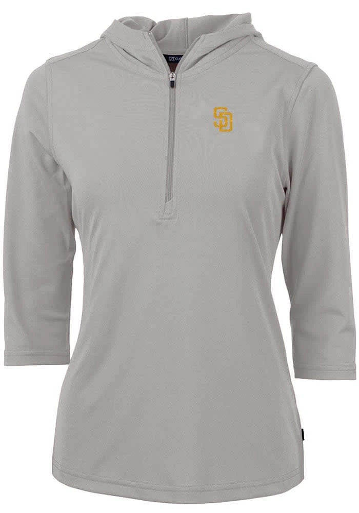 Cutter and Buck San Diego Padres Womens Virtue Eco Pique Hooded Sweatshirt