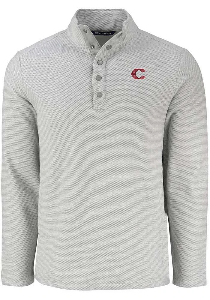 Cutter and Buck Cincinnati Reds Mens City Connect Hunts Point Long Sleeve Qtr Zip Pullover