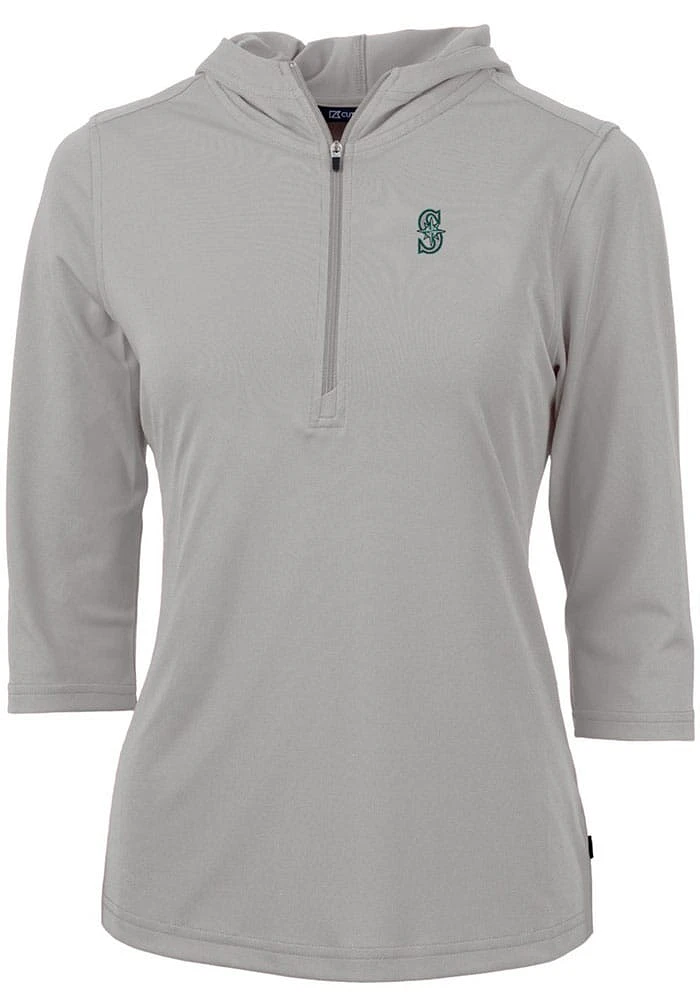 Cutter and Buck Seattle Mariners Womens Virtue Eco Pique Hooded Sweatshirt