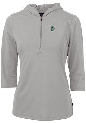 Cutter and Buck Seattle Mariners Womens Virtue Eco Pique Hooded Sweatshirt