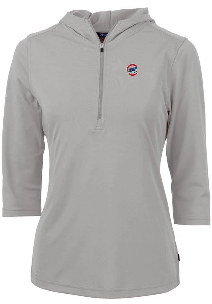 Cutter and Buck Chicago Cubs Womens Virtue Eco Pique Hooded Sweatshirt
