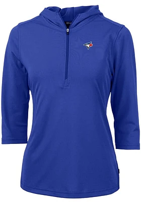 Cutter and Buck Toronto Blue Jays Womens Virtue Eco Pique Hooded Sweatshirt