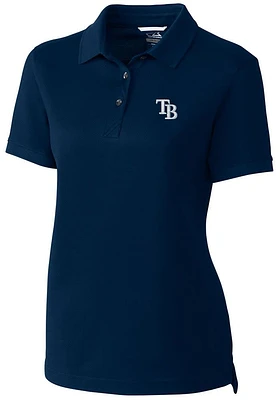 Cutter and Buck Tampa Bay Rays Womens Navy Blue Advantage Pique Short Sleeve Polo Shirt