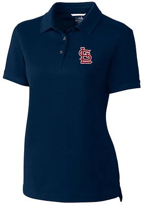 Cutter and Buck St Louis Cardinals Womens Navy Blue Advantage Pique Short Sleeve Polo Shirt