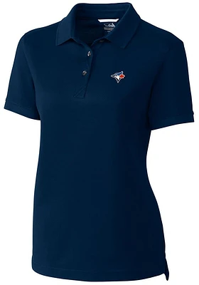 Cutter and Buck Toronto Blue Jays Womens Navy Advantage Pique Short Sleeve Polo Shirt