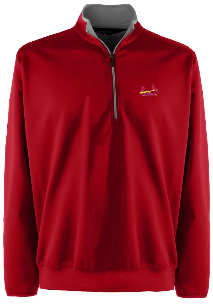Antigua St Louis Cardinals Mens Red Leader Long Sleeve Qtr Zip Pullover