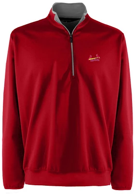 Antigua St Louis Cardinals Mens Red Leader Long Sleeve Qtr Zip Pullover