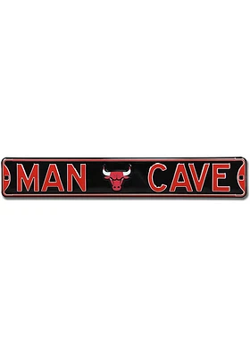 Chicago Bulls 6x36 Man Cave Street Sign - Black